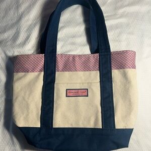 Vineyard Vines Navy and Pink Tote Bag